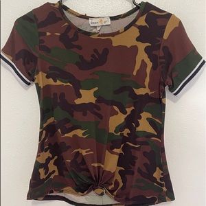 Camo top with tie